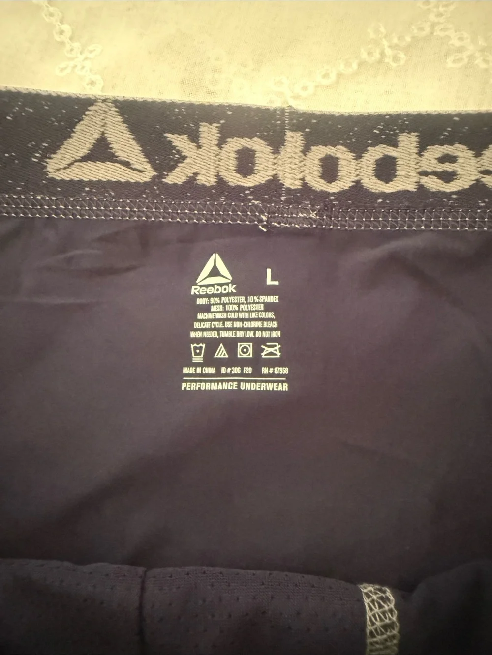 Reebok Dark Blue Performance Underwear Shorts with Gray Logo Waistband